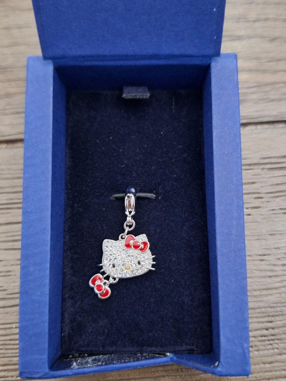 Swarovski Auth Hello Kitty Panda Charm Pendant Clear Crystal Silver Tone 5005290